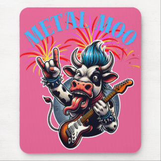 Tapis De Souris Metal Moo-d – Rockin' Cow with a Guitar