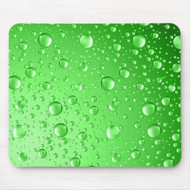 Tapis De Souris Métallic vert brillant Chutes Abstraites de pluie (Devant)