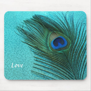 Tapis De Souris Métallurgie Aqua Blue Peacock Feather