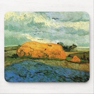 Tapis De Souris Meules sous un ciel pluvieux de Vincent van Gogh