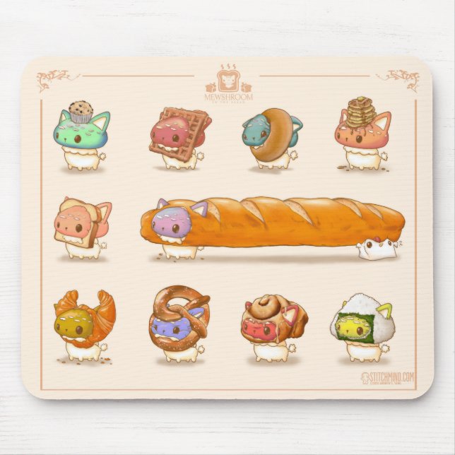 Tapis De Souris Mewshroom dans la bouche de pain (Devant)