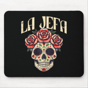 Tapis De Souris Mexicaine La Jefa Sugar Crâne Cinco De Mayo Femmes