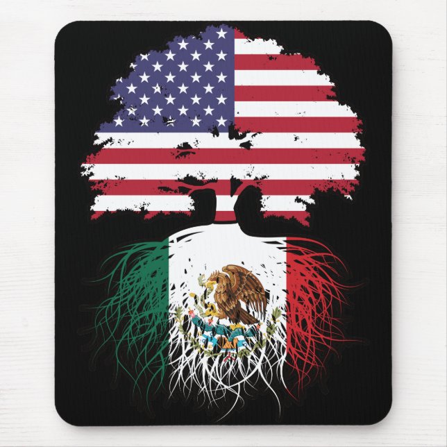 Tapis De Souris Mexique Mexique États-Unis drapeau des racines d'a (Devant)