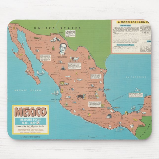 Tapis De Souris Mexique - Plan d'action global pour le mur (Devant)