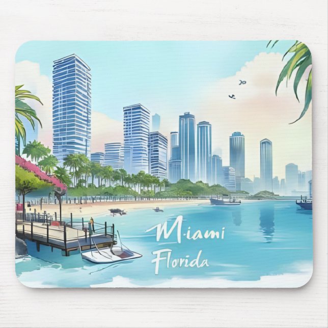Tapis De Souris Miami City Florida skyline (Devant)