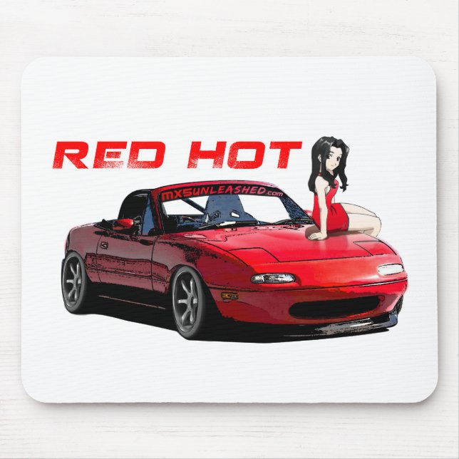 Tapis De Souris Miata MX-5 d'un rouge ardent (Devant)
