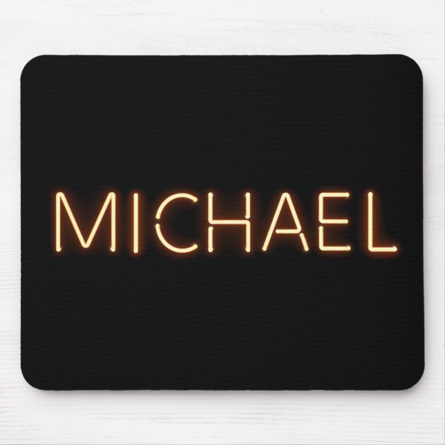 Tapis De Souris Michael Nom dans les lumières brillantes du néon (Devant)