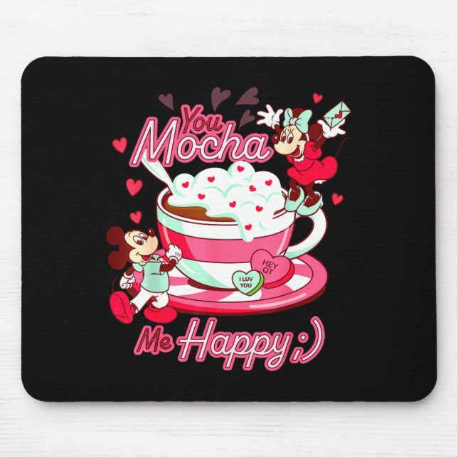 Tapis De Souris Mickey Amp Minnie Valentines Day You Mocha Me H  (Devant)