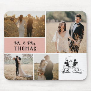 Tapis De Souris Mickey et Minnie - Collage de photos de mariage