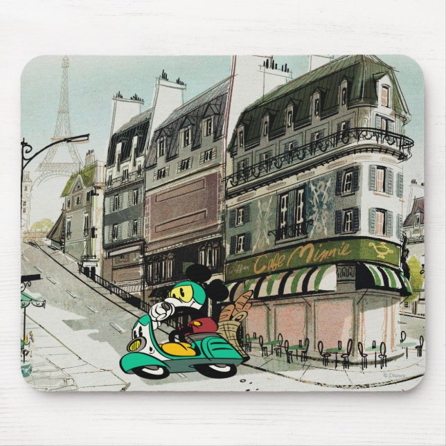Tapis De Souris Mickey français | Vitesse Vespa (Devant)