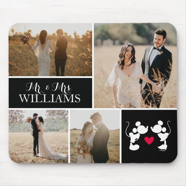 Tapis De Souris Mickey & Minnie M. & Mrs Mariage Photo Collage (Devant)