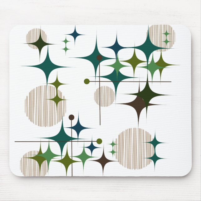 Tapis De Souris Mid Century Moderne Starbursts and Globes Mouse Pa (Devant)