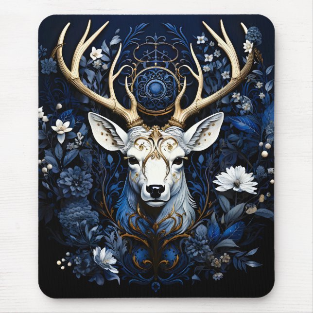 Tapis De Souris Midnight Celestial Floral Gothic Deer  (Devant)
