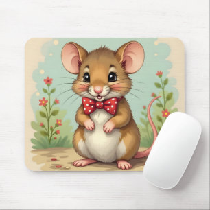 Tapis De Souris Mignon adorable petite souris avec cravate