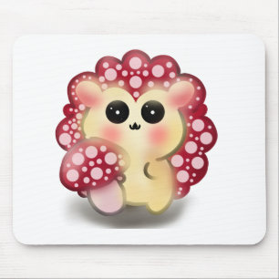 Tapis De Souris Mignon Art de Hérisson Champignon Rouge Kawaii