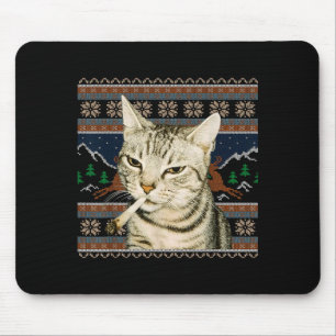 Tapis De Souris Mignon Chat Fumeur Mème Noël Sweat Ugly Chat