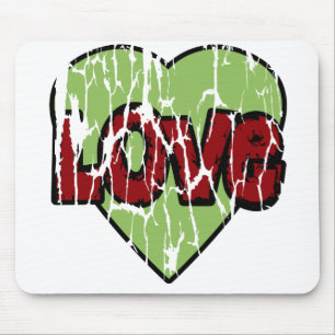 Tapis de souris Mignon Grungy Love Heart, Vert Cit