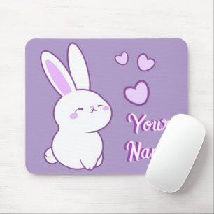 Tapis De Souris Mignon Kawaii Pastel Violet Lapin Assis Personnali