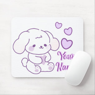 Tapis De Souris Mignon Kawaii Pastel Violet Nom Personnalisé Chien