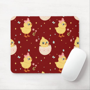 Tapis De Souris Mignon poussin de Pâques avec motif sans couture d