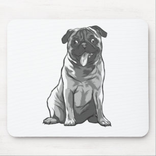 Tapis De Souris Mignon Pug avec Bonne Humeur
