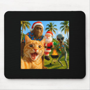 Tapis De Souris Mignon selfie de Noël de chat avec Bigfoot & A