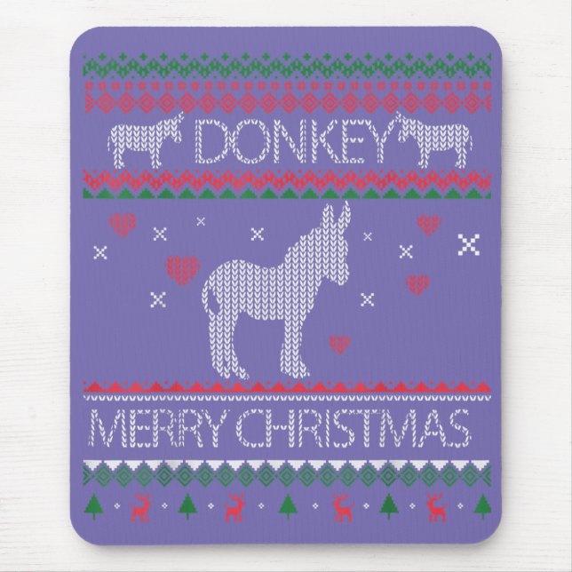 Tapis De Souris Mignonne âne Douleur moche Vacances de Noël hiver (Devant)