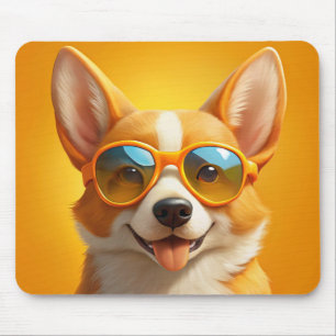 Tapis De Souris Mignonne chien jaune portant 🕶️