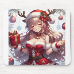 Tapis De Souris mignonne fille de Noël anime