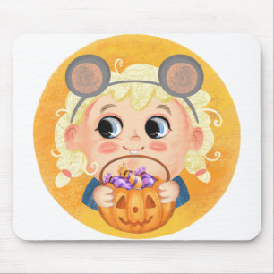 Tapis De Souris Mignonne fille en costume d'Halloween de Mousy