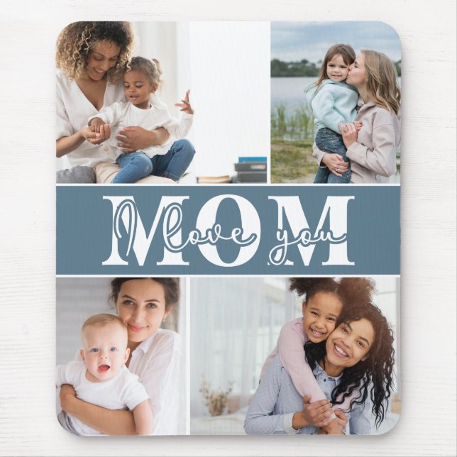 Tapis De Souris Mignonne JE T'AIME MOM Fête des Mères Photo (Devant)