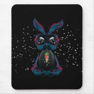 Tapis De Souris Mignonne lapin aux yeux de lumière dans Yoga Pose