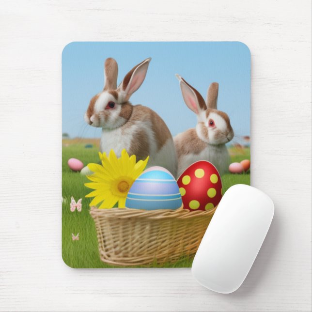 Tapis De Souris Mignonne lapin de Pâques pour une humeur positive (Avec souris)