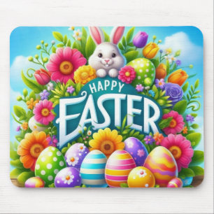 Tapis De Souris Mignonne lapin de printemps/Pâques avec oeuf