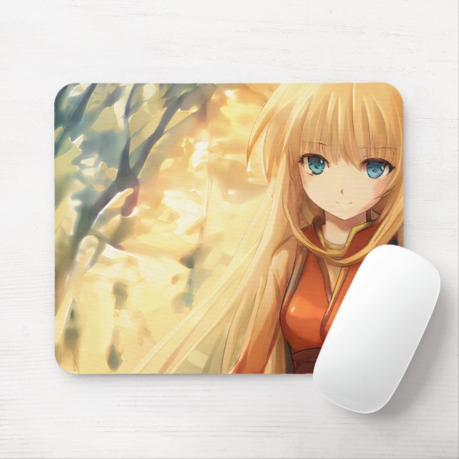 Tapis De Souris Mignonne Manga Girl Dans La Nature Waifu Kawaï Ani (Avec souris)