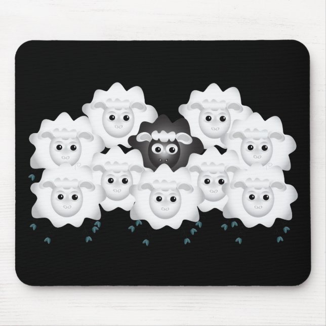 Tapis De Souris Mignonne mouton noir de la famille (Devant)