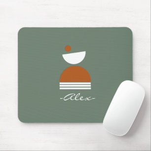 Tapis De Souris Mignonne simple abstrait Fumée monogramme vert bru