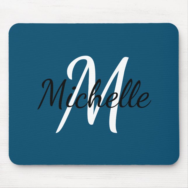 Tapis De Souris Mignonne simple Monogramme Nom initial Dark Navy B (Devant)