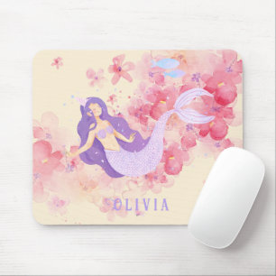 Tapis De Souris Mignonne sirène rose sous la mer pour les petites 
