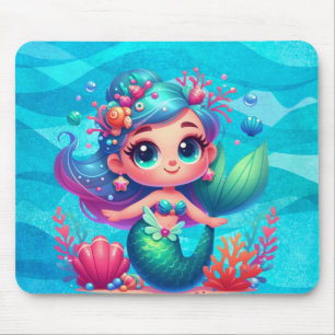 Tapis De Souris Mignonne sirène sous-marine