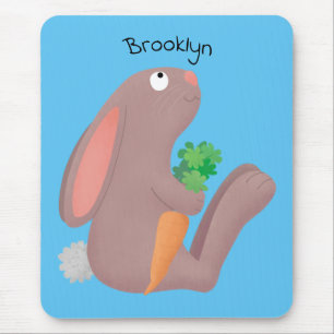Tapis De Souris Mignons lapin lapin lapin assis avec dessin de car