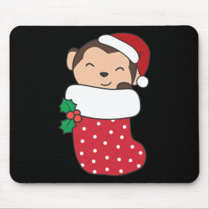 Tapis De Souris Mignons Singes Dans Les Bas De Noël Pour Noël