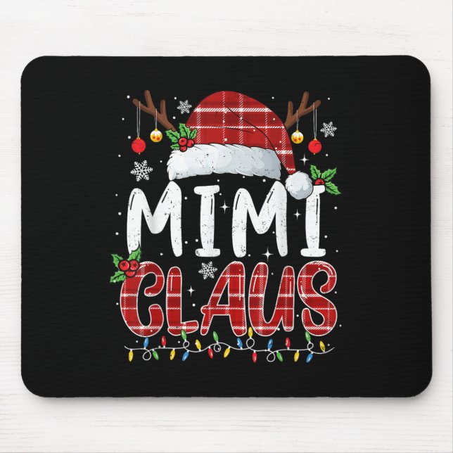 Tapis De Souris Mimi Claus Christmas Lights Pajama Family Matching (Devant)