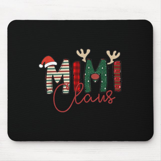 Tapis De Souris Mimi Claus Christmas Santa Hat Reindeer Grandma Gr (Devant)