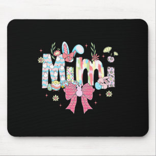 Tapis De Souris Mimi Coquette de Pâques Bow Joyeux lapin de Pâques