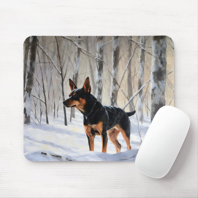Tapis De Souris Mince Pinscher Laisser Neige Noël (Avec souris)