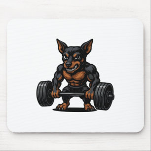 Tapis De Souris Miniature Pinscher Haltérophilie Culturiste Entraî