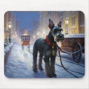 Tapis De Souris Miniature Schnauzer Saison festive de Noël
