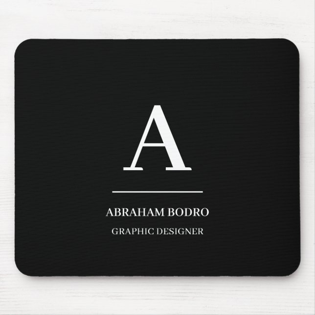 Tapis De Souris Minimalist Black White Modern Personalized  (Devant)
