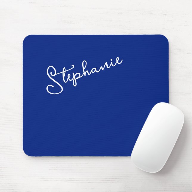Tapis De Souris Minimalist Classy Blue Personalized Script Name  (Avec souris)